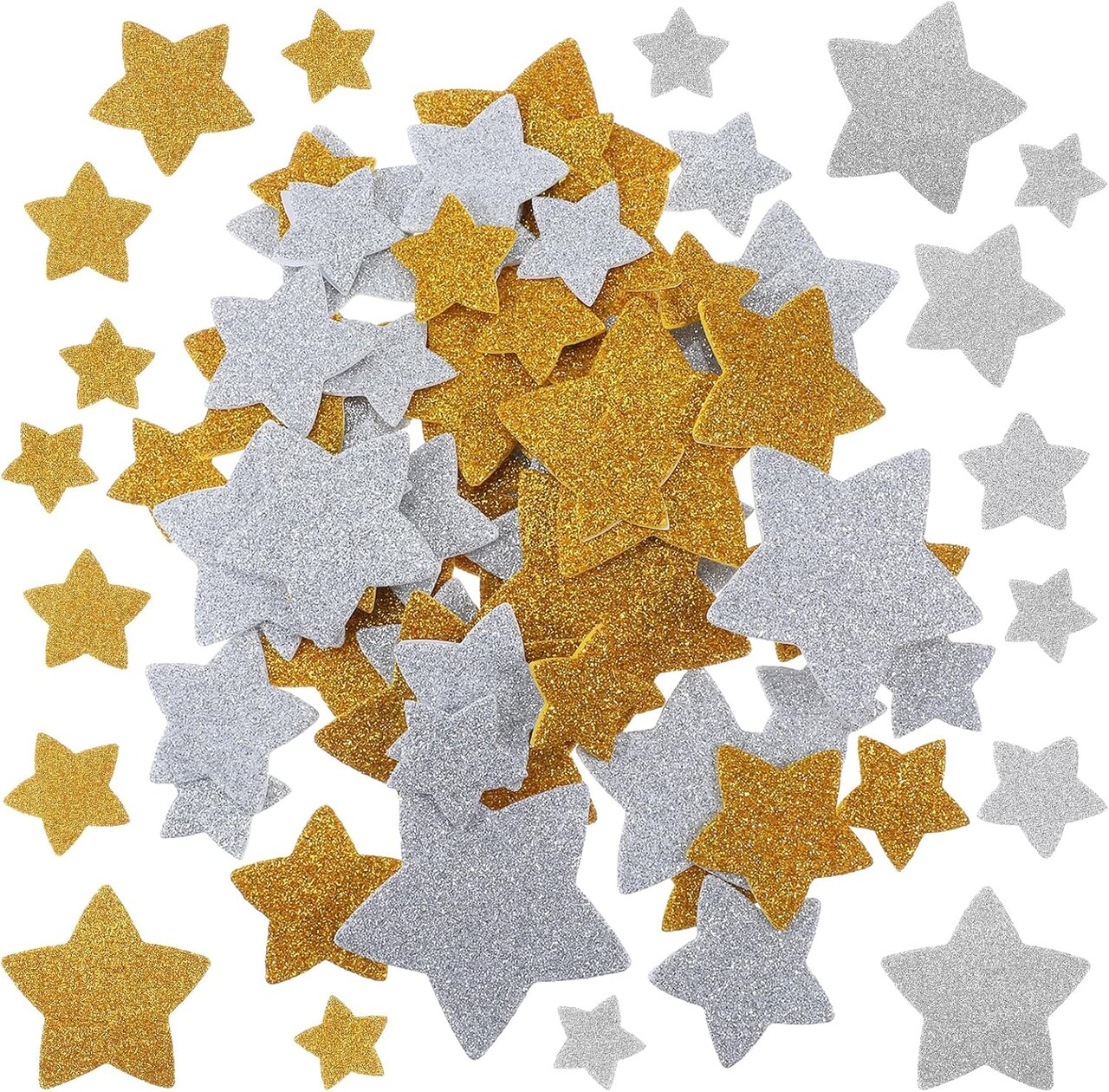 Mother’s Day Card Making Gold Star Foam Stickers – 100PCS Glitter Self-Adhesive Sparkly EVA Foam Stars for DIY Crafts, Greeting Cards, Scrapbooking & Gift Decoration
